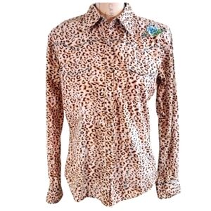 Cowgirl Hardware Leopard Print Snap Front Blouse